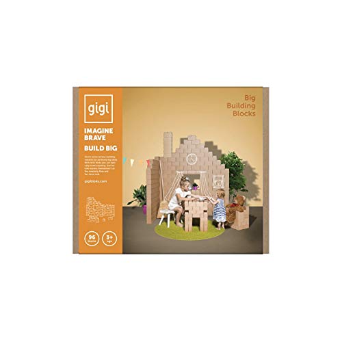 GIGI Bloks Bloques de Construcción Gigantes de Cartón Para Niños, Set de Bloques Infantiles de 96 Piezas XL Apilables, Juguetes Montessori de Ladrillos de Construcción Grandes de Tamaño Real