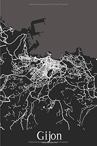Gijon: Journal de Voyage | 120 pages lignées | Cadeau parfait pour les amoureux de voyages | Format 15,2 x 22,9 cm | Carte Noir et Blanc | Gijon Espagne Gijon: Journal de Voyage | 120 pages lignées | Cadeau parfait pour les amoureux de voyages | Format 15,2 x 22,9 cm | Carte Noir et Blanc | Gijon Espagne