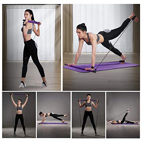 GIKERSY kit de barra pilates portátil , con banda de resistencia, barra de yoga, con asa para pies, ejercicios de gimnasio en casa, ejercicios de pecho, extractor de brazos GIKERSY kit de barra pilates portátil , con banda de resistencia, barra de yoga, con asa para pies, ejercicios de gimnasio en casa, ejercicios de pecho, extractor de brazos