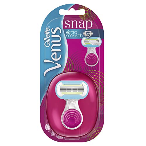 Gillette Venus Snap con Extra Smooth Maquinilla Portátil para Mujer, con 5 Hojas con Revestimiento Similar al Diamante