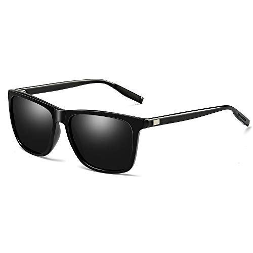 Gimdumasa gafas lentes de sol retro vintage polarizadas para hombres de mujer GI777 (Marco negro con lente gris)