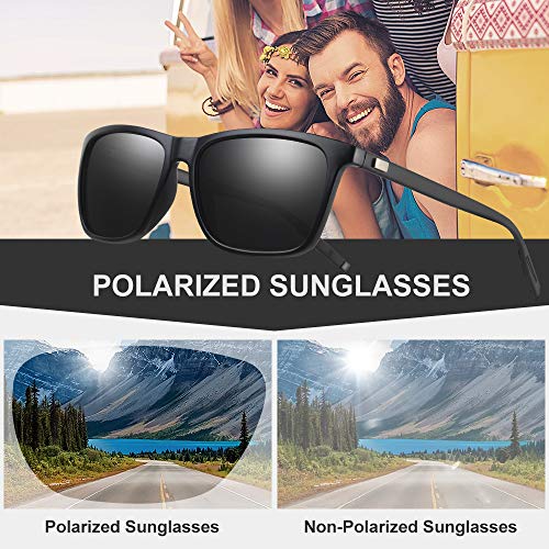 Gimdumasa gafas lentes de sol retro vintage polarizadas para hombres de mujer GI777 (Marco negro con lente gris)