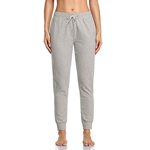 Gimdumasa Pantalon Chandal Mujer Algodón Largos Pantalones Deportivos Mujer Jogger Pantalones con Bolsillos y Cintura Elástica para Deportes Correr Fitness Jogging GI06 (Gris, Medium)