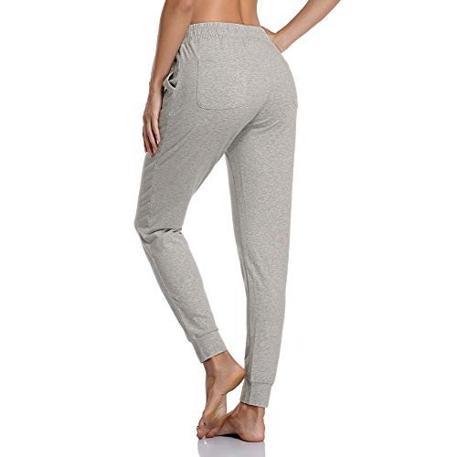 Gimdumasa Pantalon Chandal Mujer Algodón Largos Pantalones Deportivos Mujer Jogger Pantalones con Bolsillos y Cintura Elástica para Deportes Correr Fitness Jogging GI06 (Gris, Medium)