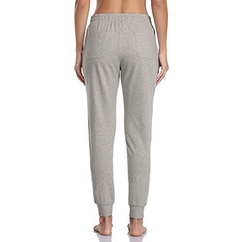 Gimdumasa Pantalon Chandal Mujer Algodón Largos Pantalones Deportivos Mujer Jogger Pantalones con Bolsillos y Cintura Elástica para Deportes Correr Fitness Jogging GI06 (Gris, Medium)