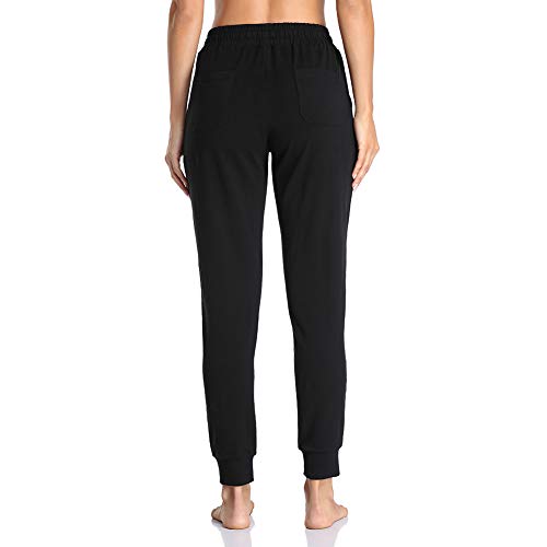 Gimdumasa Pantalon Chandal Mujer Algodón Largos Pantalones Deportivos Mujer Jogger Pantalones con Bolsillos y Cintura Elástica para Deportes Correr Fitness Jogging GI06 (Negro, X-Large)