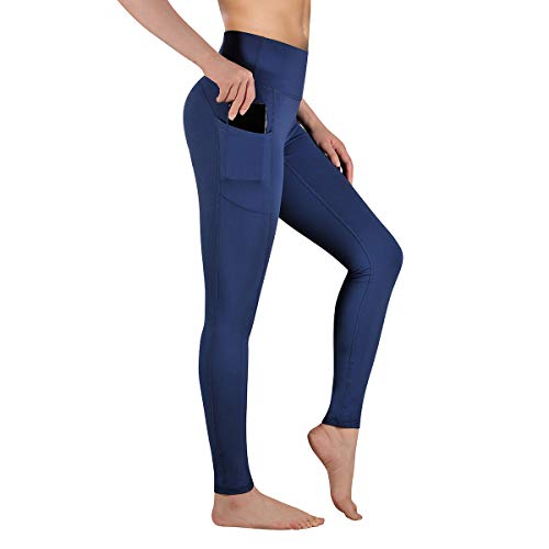 Gimdumasa Pantalón Deportivo de Mujer Cintura Alta Leggings Mallas para Running Training Fitness Estiramiento Yoga y Pilates GI188 (Azul Profundo, M)