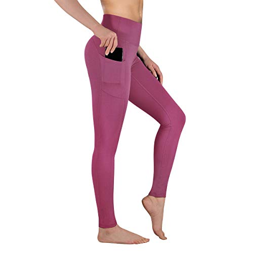 Gimdumasa Pantalón Deportivo de Mujer Cintura Alta Leggings Mallas para Running Training Fitness Estiramiento Yoga y Pilates GI188 (Begonia Rosa, M)