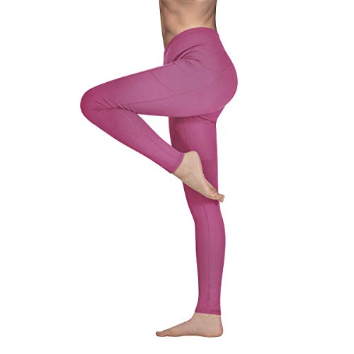 Gimdumasa Pantalón Deportivo de Mujer Cintura Alta Leggings Mallas para Running Training Fitness Estiramiento Yoga y Pilates GI188 (Begonia Rosa, M)