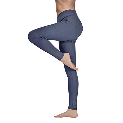 Gimdumasa Pantalón Deportivo de Mujer Cintura Alta Leggings Mallas para Running Training Fitness Estiramiento Yoga y Pilates GI188 (Gris azul, XS)