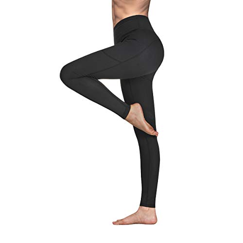 Gimdumasa Pantalón Deportivo de Mujer Cintura Alta Leggings Mallas para Running Training Fitness Estiramiento Yoga y Pilates GI188 (Negro, S)