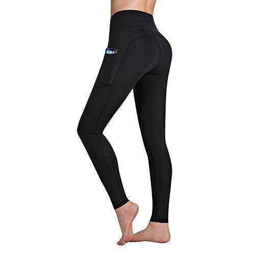 Gimdumasa Pantalón Deportivo de Mujer Cintura Alta Leggings Mallas para Running Training Fitness Estiramiento Yoga y Pilates GI188 (Negro, XL)