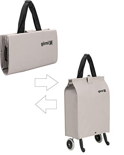 Gimi Brava Plus- Carro de la compra, con 2 ruedas, bolsa impermeable de poliéster, carro plegable, capacidad de 38 litros, beige, 45 x 30 x 7 cm Gimi Brava Plus- Carro de la compra, con 2 ruedas, bolsa impermeable de poliéster, carro plegable, capacidad de 38 litros, beige, 45 x 30 x 7 cm