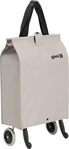 Gimi Brava Plus- Carro de la compra, con 2 ruedas, bolsa impermeable de poliéster, carro plegable, capacidad de 38 litros, beige, 45 x 30 x 7 cm