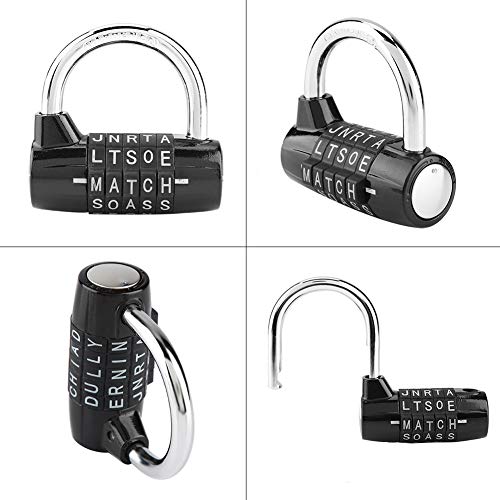 Gimnasio Locker Lock, Bloqueo de palabras de 5 letras, Candado con combinación de candado de seguridad Cerradura con contraseña de seguridad, 1 paquete(Black)