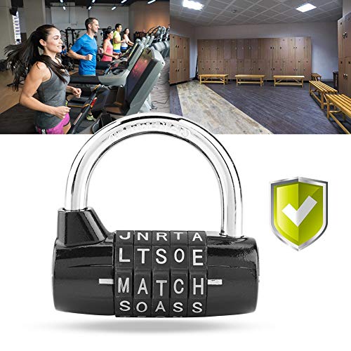 Gimnasio Locker Lock, Bloqueo de palabras de 5 letras, Candado con combinación de candado de seguridad Cerradura con contraseña de seguridad, 1 paquete(Black)