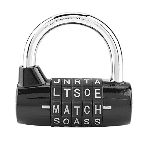 Gimnasio Locker Lock, Bloqueo de palabras de 5 letras, Candado con combinación de candado de seguridad Cerradura con contraseña de seguridad, 1 paquete(Black)