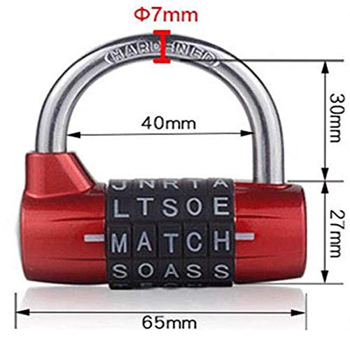 Gimnasio Locker Lock, Candado de Seguridad Robusto de 5 Letras con combinación de contrase?a (Rojo) Gimnasio Locker Lock, Candado de Seguridad Robusto de 5 Letras con combinación de contrase?a (Rojo)
