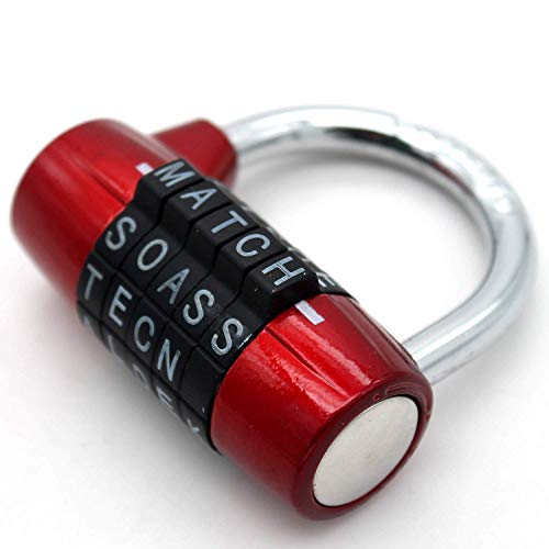 Gimnasio Locker Lock, Candado de Seguridad Robusto de 5 Letras con combinación de contrase?a (Rojo)