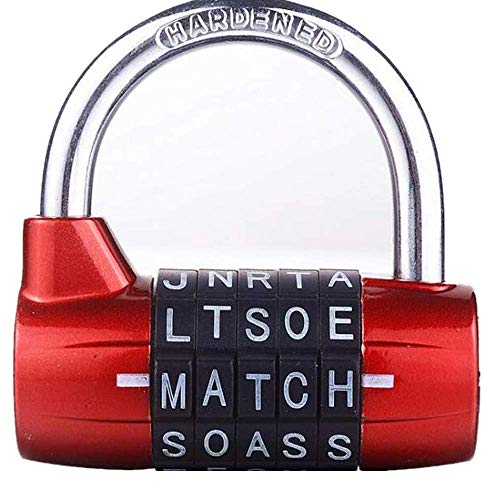 Gimnasio Locker Lock, Candado de Seguridad Robusto de 5 Letras con combinación de contrase?a (Rojo) Gimnasio Locker Lock, Candado de Seguridad Robusto de 5 Letras con combinación de contrase?a (Rojo)