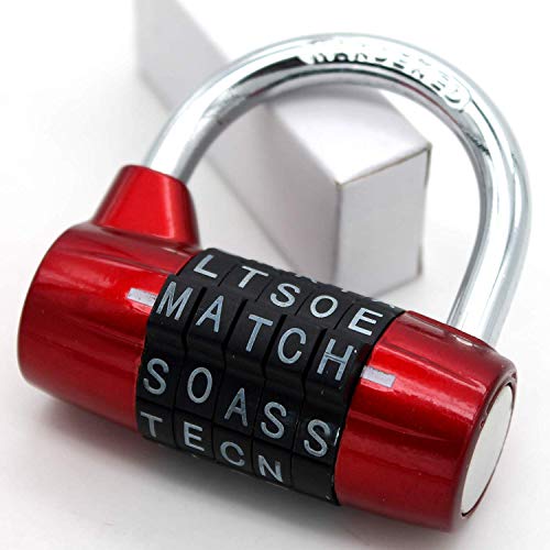 Gimnasio Locker Lock, Candado de Seguridad Robusto de 5 Letras con combinación de contrase?a (Rojo)