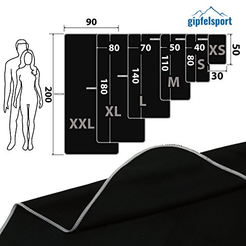 gipfelsport Toalla de Microfibra Antracite 1x XS(50x30cm) sin Bolsillo