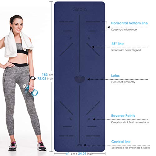 GISALA Esterilla Yoga, Esterilla Deporte Antideslizante Ecológica y 100% Natural de 183x61cm, 6mm de Grosor, No tóxico, para Pilates,Fitness (Blue) GISALA Esterilla Yoga, Esterilla Deporte Antideslizante Ecológica y 100% Natural de 183x61cm, 6mm de Grosor, No tóxico, para Pilates,Fitness (Blue)