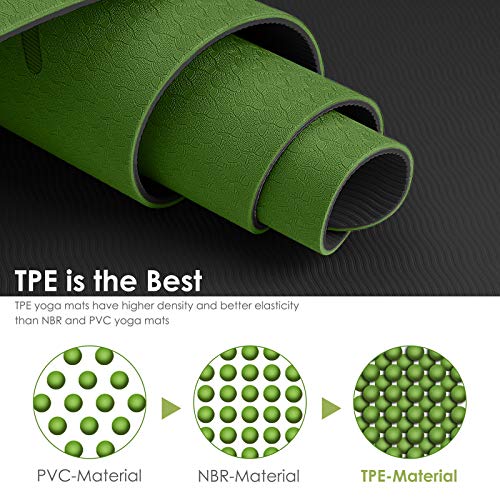 GISALA Esterilla Yoga, Esterilla Deporte Antideslizante Ecológica y 100% Natural de 183x61cm, 6mm de Grosor, No tóxico, para Pilates,Fitness (Green) GISALA Esterilla Yoga, Esterilla Deporte Antideslizante Ecológica y 100% Natural de 183x61cm, 6mm de Grosor, No tóxico, para Pilates,Fitness (Green)