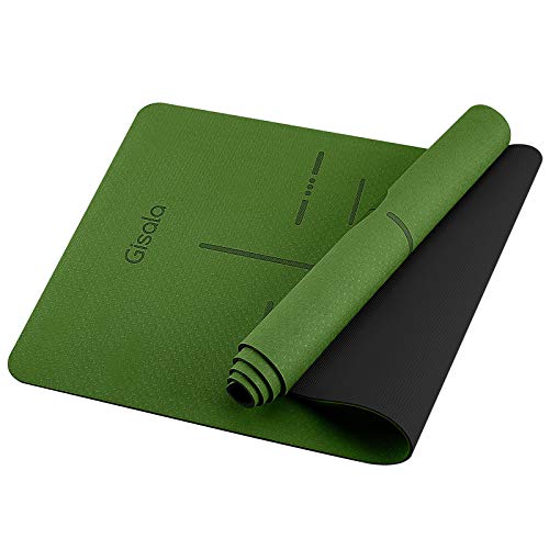 GISALA Esterilla Yoga, Esterilla Deporte Antideslizante Ecológica y 100% Natural de 183x61cm, 6mm de Grosor, No tóxico, para Pilates,Fitness (Green)