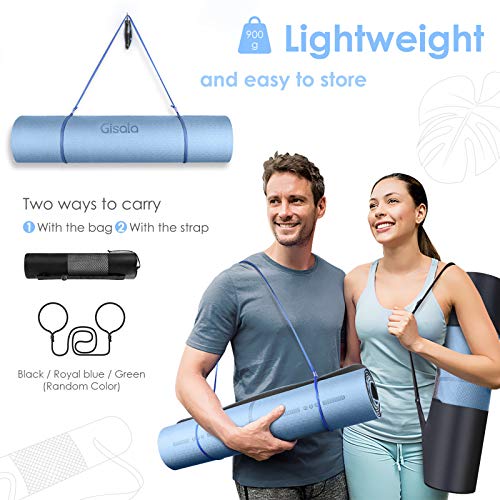 GISALA Esterilla Yoga, Esterilla Deporte Antideslizante Ecológica y 100% Natural de 183x65cm, 6mm de Grosor, No tóxico, para Pilates,Fitness (Azul-Negro) GISALA Esterilla Yoga, Esterilla Deporte Antideslizante Ecológica y 100% Natural de 183x65cm, 6mm de Grosor, No tóxico, para Pilates,Fitness (Azul-Negro)