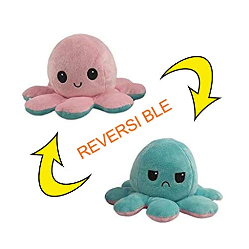 GJH Peluche de Pulpo Reversible, Mini Bonitos Juguetes de Peluche muñeco Vibrante de Doble Cara el Pulpo Reversible Original de Felpa Bonitos Juguetes de Peluche Niños (Rosa + Azul Claro, 1 Pieza)