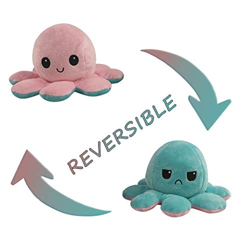 GJH Peluche de Pulpo Reversible, Mini Bonitos Juguetes de Peluche muñeco Vibrante de Doble Cara el Pulpo Reversible Original de Felpa Bonitos Juguetes de Peluche Niños (Rosa + Azul Claro, 1 Pieza)