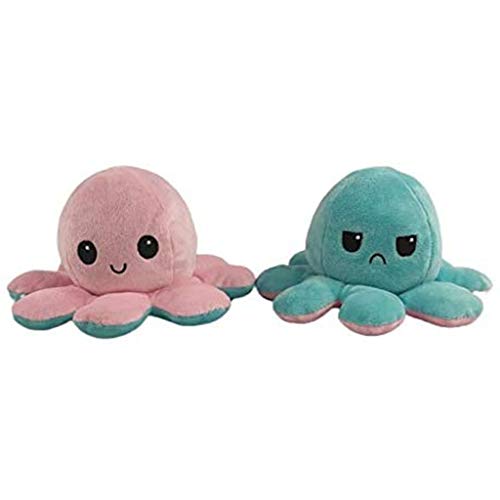 GJH Peluche de Pulpo Reversible, Mini Bonitos Juguetes de Peluche muñeco Vibrante de Doble Cara el Pulpo Reversible Original de Felpa Bonitos Juguetes de Peluche Niños (Rosa + Azul Claro, 1 Pieza)