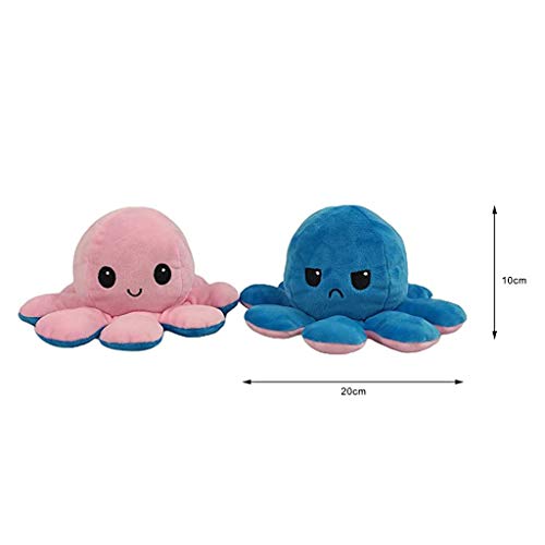 GJH Peluche de Pulpo Reversible, Mini Bonitos Juguetes de Peluche muñeco Vibrante de Doble Cara el Pulpo Reversible Original de Felpa Bonitos Juguetes de Peluche Niños (Rosa + Azul Claro, 1 Pieza)