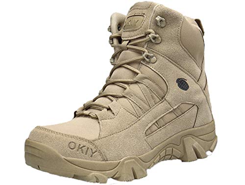 GJRRX Botas de montaña Militares de Cuero Transpirables y Resistentes al Desgaste para Hombres Calzado de Trekking táctico Antideslizante y Resistente al Agua para otoño e Invierno para Hombre 39-44