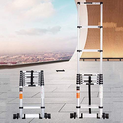 GJSN Escaleras, Escalera Telescópica, Escaleras Elevadoras Multifunción Portátiles Ingeniería Escaleras Plegables Gruesas con Ruedas Escalera Extensible de Aluminio para el Hogar,Los 2.6M,Los 2.6M GJSN Escaleras, Escalera Telescópica, Escaleras Elevadoras Multifunción Portátiles Ingeniería Escaleras Plegables Gruesas con Ruedas Escalera Extensible de Aluminio para el Hogar,Los 2.6M,Los 2.6M