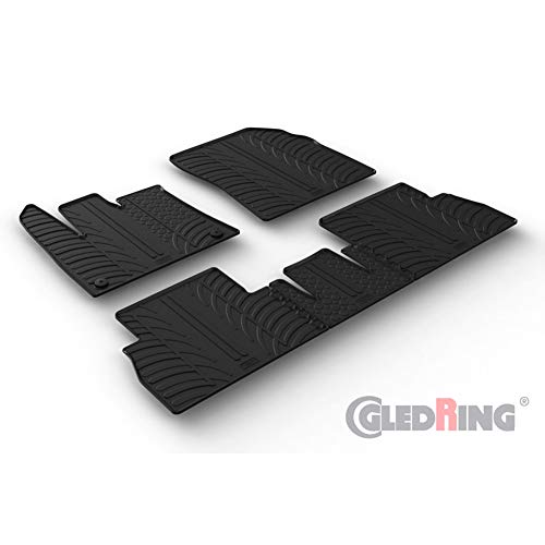 Gledring Alfombrillas de Goma Compatible con Citroën Berlingo Multispace/Opel Combo Tour (MPV) / Peugeot Rifter 9/2018-9/2019 (Asientos Variables) (Perfil T 5-Partes + Clips de Montaje Redondo)