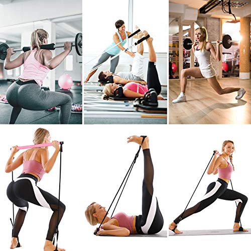 PLEASION Ajustable Barra de Pilates con Bandas de Resistencia