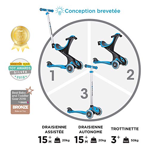 Globber 458-101 Patinete EVO Comfort, Niños Unisex, Blue, Modo de Uso 1 y 2: 97cm x 62cm x 28cm Peso: 3,89Kg Modo de Uso 3: 48,5cm x 58 x 24,5cm Peso: 3,41Kg Modo de Uso 4 y 5: 82,5cm x 56cm x 28cm Globber 458-101 Patinete EVO Comfort, Niños Unisex, Blue, Modo de Uso 1 y 2: 97cm x 62cm x 28cm Peso: 3,89Kg Modo de Uso 3: 48,5cm x 58 x 24,5cm Peso: 3,41Kg Modo de Uso 4 y 5: 82,5cm x 56cm x 28cm