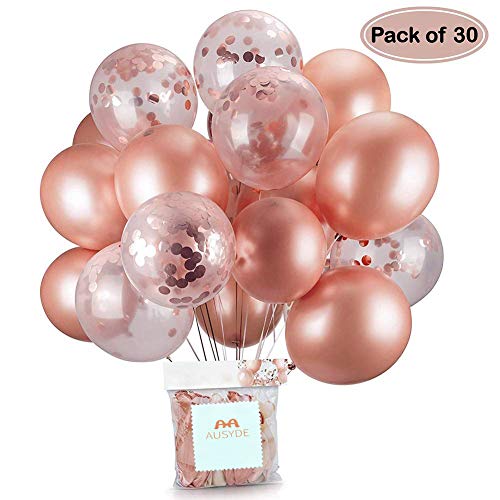 Globos de confeti de oro rosa Globo de fiesta 30.5 CM para boda, cumpleaños, baby shower, graduación, decoraciones de fiesta de ceremonia (30 piezas) Globos de confeti de oro rosa Globo de fiesta 30.5 CM para boda, cumpleaños, baby shower, graduación, decoraciones de fiesta de ceremonia (30 piezas)