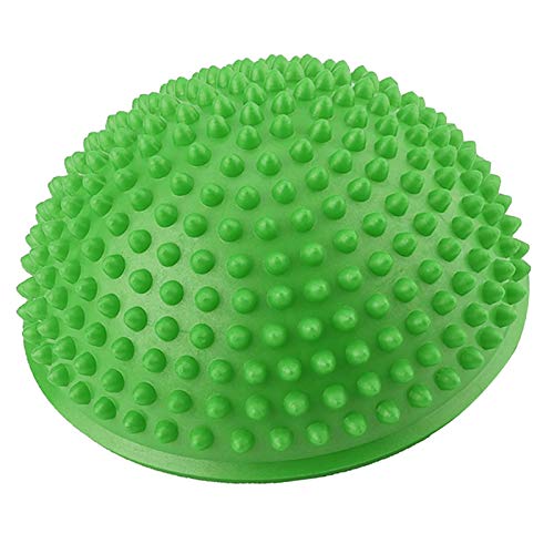 GLOGLOW Bolas inflables Media Bola del PVC, Medio Redondo Antideslizante Masaje pies Fitball los Ejercicios de la Bola del Equilibrio de la Aptitud del Instructor para los niños y los Adultos(Verde)