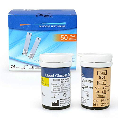 Glucosa en sangre kit de Exactive Vital control de la diabetes kit codefree tiras de prueba de glucosa en sangre x 50 y dispositivo de punción para diabéticos en mg/dL