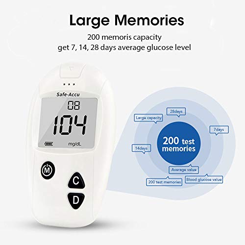 Glucosa en sangre kit de Safe Accu control de la diabetes kit de prueba de azúcar en sangre kit Codefree Pack 50 tiras para diabéticos-en mg/dL Glucosa en sangre kit de Safe Accu control de la diabetes kit de prueba de azúcar en sangre kit Codefree Pack 50 tiras para diabéticos-en mg/dL