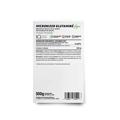 Glutamina Micronizada de HSN | Kyowa como Materia Prima | 100% Pura | Suplemento para favorecer el Crecimiento y Recuperación Muscular | Vegano, Sin Gluten, Sin Lactosa, Sin Sabor, 500 gr Glutamina Micronizada de HSN | Kyowa como Materia Prima | 100% Pura | Suplemento para favorecer el Crecimiento y Recuperación Muscular | Vegano, Sin Gluten, Sin Lactosa, Sin Sabor, 500 gr