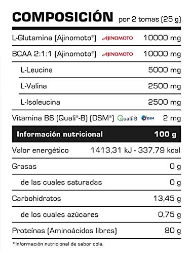 GLUTAMINE + BCAA - Suplementos Alimentación y Suplementos Deportivos - Vitobest (Cola, 200g)