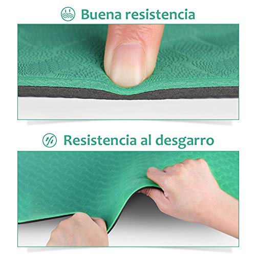 Glymnis Esterilla Yoga Antideslizante Colchoneta Yoga Mat Esterilla Deporte de Material Ecológico TPE Esterilla Pilates con Correa 183mm x 61mm x 6mm Verde