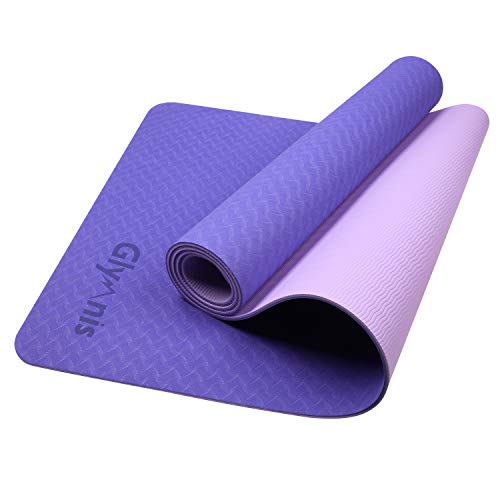 Glymnis Esterilla Yoga Antideslizante Colchoneta Yoga Mat Esterilla Deporte de Material Ecológico TPE Esterilla Pilates con Correa 183mm x 61mm x 6mm Violeta