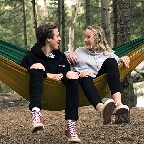 Glymnis Hamaca Ultraligera para Camping y Viaje de Nylon 300kg de Capacidad de Carga Ranspirable y Secado Rápido 275x140cm Kit de Hamaca de Tela 210T Verde y Marrón Glymnis Hamaca Ultraligera para Camping y Viaje de Nylon 300kg de Capacidad de Carga Ranspirable y Secado Rápido 275x140cm Kit de Hamaca de Tela 210T Verde y Marrón