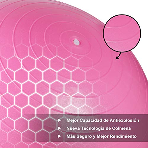 Glymnis Pelota de Ejercicio Pelota Anti-Burst para Pilates Gimnasia Fitness Equilibrio Yoga Embarazo 55cm 65cm 75cm con Hinchador Rosa (55cm)