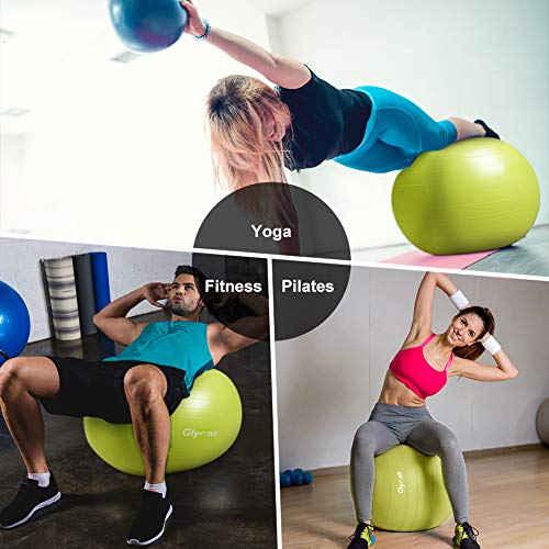 Glymnis Pelota de Ejercicio Pelota Anti-Burst para Pilates Gimnasia Fitness Equilibrio Yoga Embarazo 55cm 65cm 75cm con Hinchador Verde Lima (75cm) Glymnis Pelota de Ejercicio Pelota Anti-Burst para Pilates Gimnasia Fitness Equilibrio Yoga Embarazo 55cm 65cm 75cm con Hinchador Verde Lima (75cm)